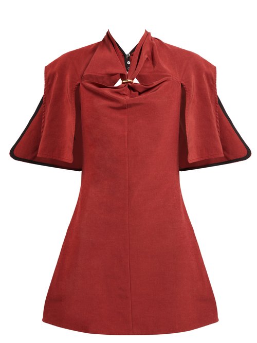 Ellery - Holly Of Hollies Caped Cotton-blend Dress Burgundy