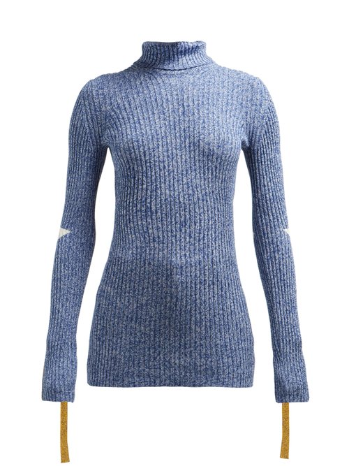 2 Moncler 1952 - Roll-neck Cotton-blend Sweater Blue Multi