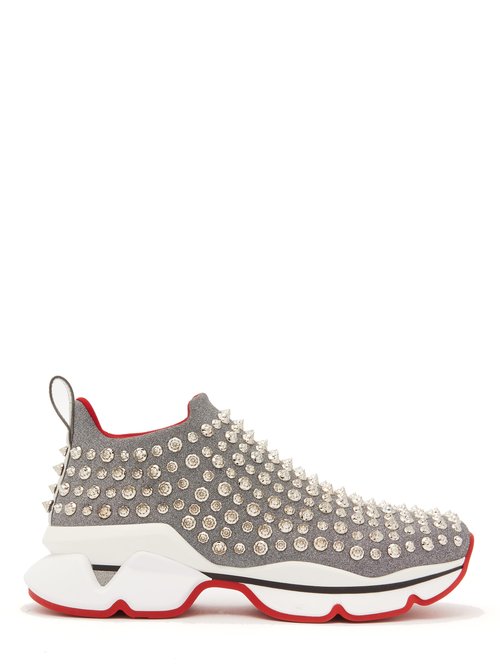 Christian Louboutin Spiky Sock Spike-Embellished Neoprene Trainers In ...