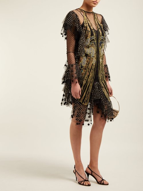 Buy Romance Was Born Exoskeleton Embroidered-tulle Dress Black Multi online - shop best Romance Was Born clothing sales