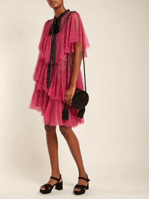 Romance Was Born Chrysalis Asymmetric Tiered Tulle Dress Pink - 70% Off Sale
