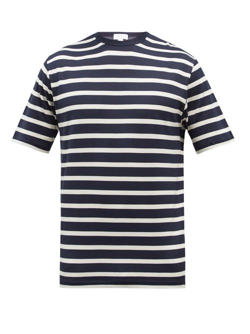 Sunspel – Striped Cotton-jersey T-shirt – Mens – Navy Multi