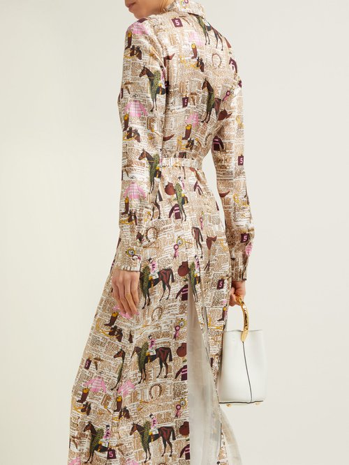 Gabriela Hearst Jane Equestrian-print Silk-twill Shirtdress Multi - 70% Off Sale