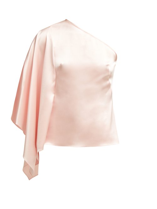 Osman - Selma One-shoulder Satin Top Light Pink