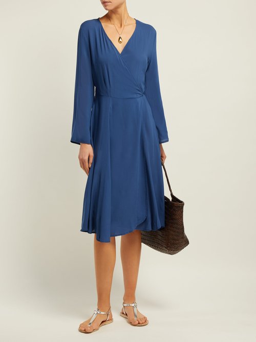 Buy Bower Bianca Wrap Sun Dress Blue online - shop best Bower clothing sales