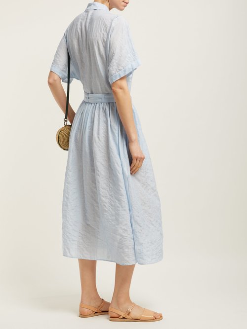 Loup Charmant Striped Cotton-blend Shirt Dress Blue Stripe - 70% Off Sale
