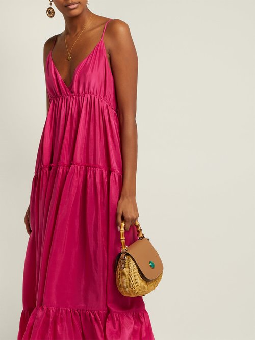 Loup Charmant Carino Silk Midi Dress Pink - 70% Off Sale