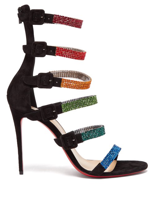 Christian Louboutin – Raynibo 100 Crystal-embellished Suede Sandals Black