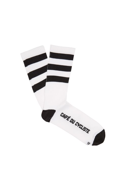 Café Du Cycliste - Striped Cycling Socks - Mens - Black White
