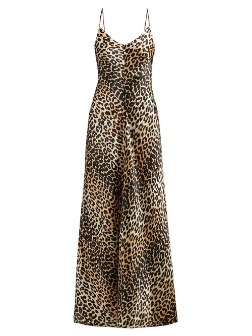Ganni Silk Blakely Leopard Print Slip Dress Colour Multi Coloured In ...