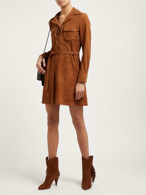Frame Suede Shirtdress Light Brown – 70% Off Sale