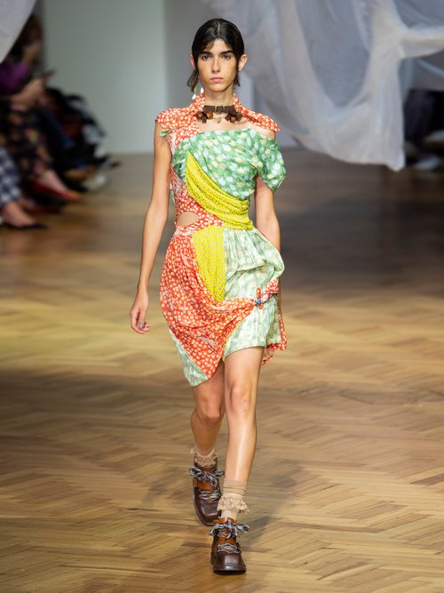 Preen By Thornton Bregazzi Monica Multi-print Asymmetric Silk-blend Dress Multi - 70% Off Sale