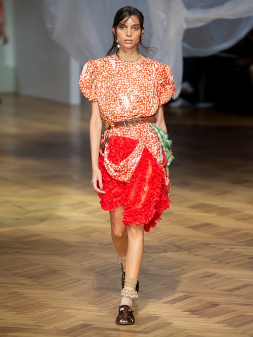 Preen By Thornton Bregazzi Floral-print Satin And Lace Mini Dress Red Print - 70% Off Sale