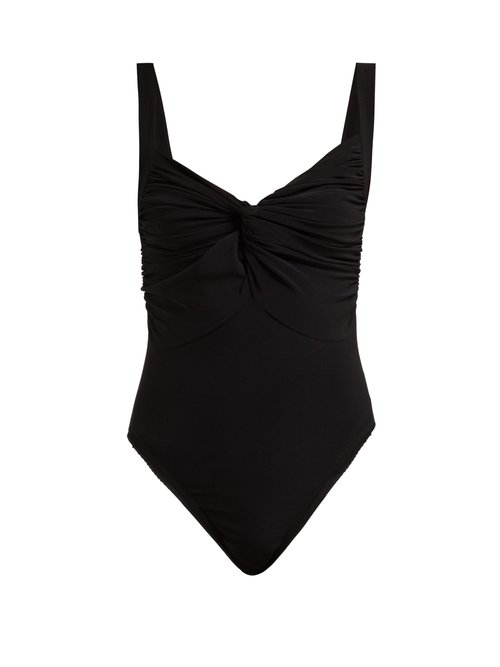 Buy Norma Kamali - Twist Mio Ruched Swimsuit Black online - shop best Norma Kamali swimwear sales