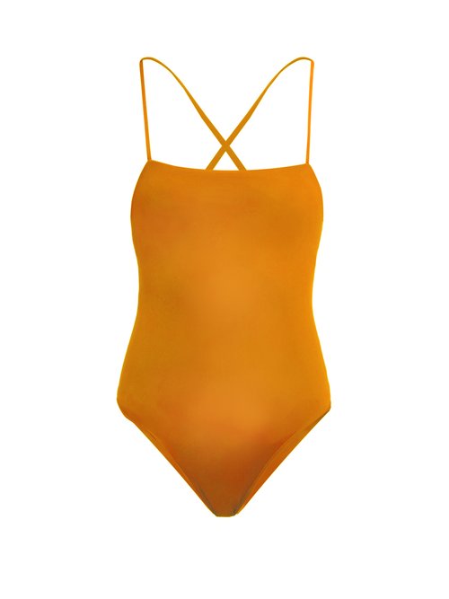 Dos Gardenias - Leo Crossover-back Swimsuit - Womens - Orange