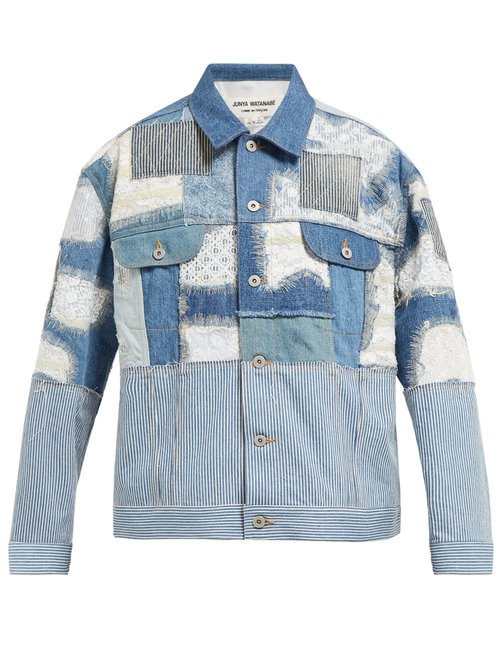 Buy Junya Watanabe - Patchwork Denim And Lace Jacket Blue online - shop best Junya Watanabe clothing sales