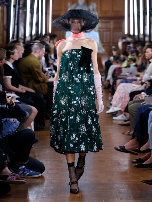 Buy Erdem Theona Tiered Floral Chantilly-lace Gown Green Multi online - shop best Erdem clothing sales