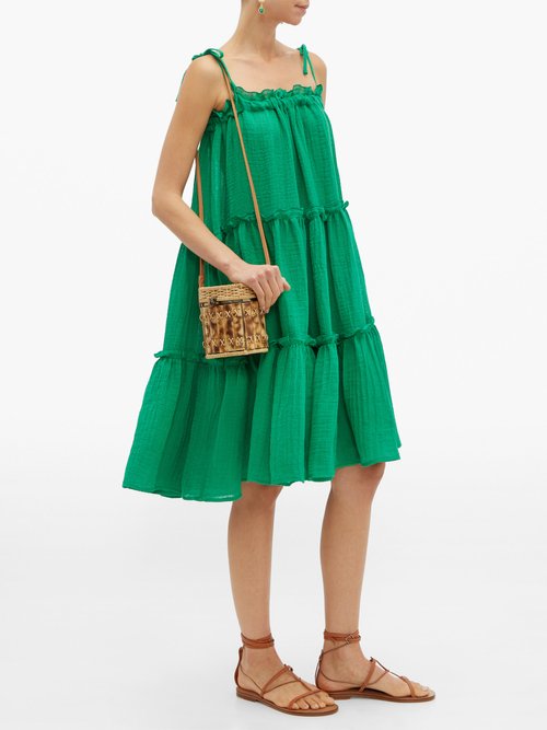 Lisa Marie Fernandez Ruffled Linen-blend Dress Green - 70% Off Sale
