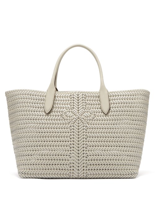 Anya Hindmarch The Neeson Large Woven Leather Tote Bag In White | ModeSens