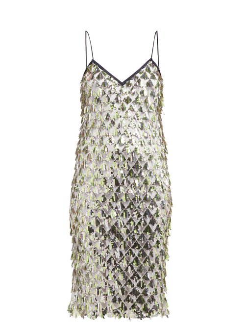 No. 21 - Jersey-lined Sequin Dress Silver