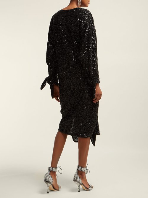 The Attico Tie-front Sequined Dress Black - 70% Off Sale