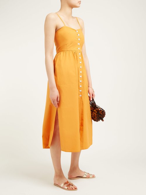 Belize Dakota Cotton-poplin Dress Orange - 70% Off Sale