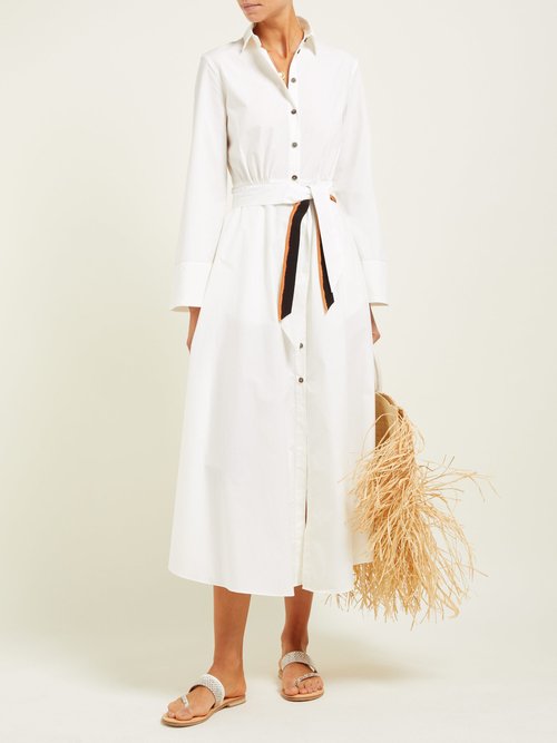 On The Island By Marios Schwab Ikaria Flared Cotton Shirtdress White - 70% Off Sale