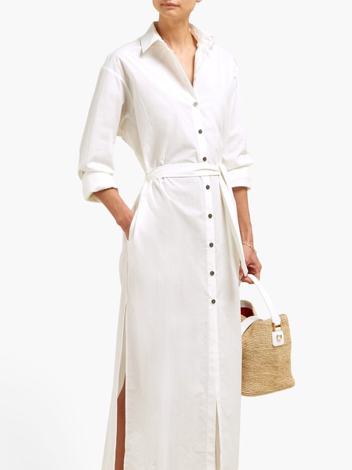 On The Island By Marios Schwab Kambos Tie-waist Cotton Dress White - 70% Off Sale