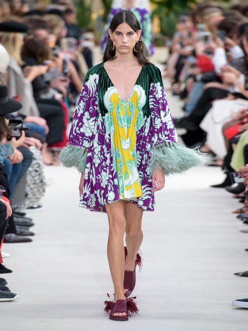 Valentino Abstract-print Cotton Blend-faille Mini Dress Purple Multi - 70% Off Sale