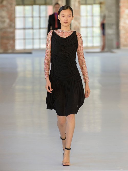 Atlein Ruched Plissé Mini Dress Black - 70% Off Sale