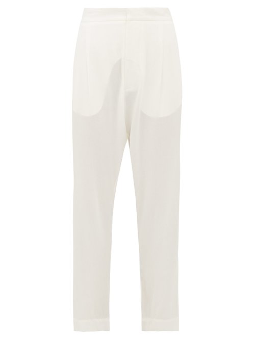 Albus Lumen – Safi High-rise Cotton-crepe Trousers White Beachwear