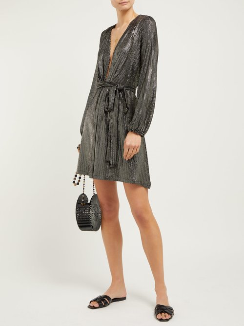 Melissa Odabash Banks Metallic-striped Mini Dress Black - 70% Off Sale