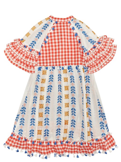 Dodo Bar Or Kids Lola Embroidered Cotton Dress Red Multi - 70% Off Sale