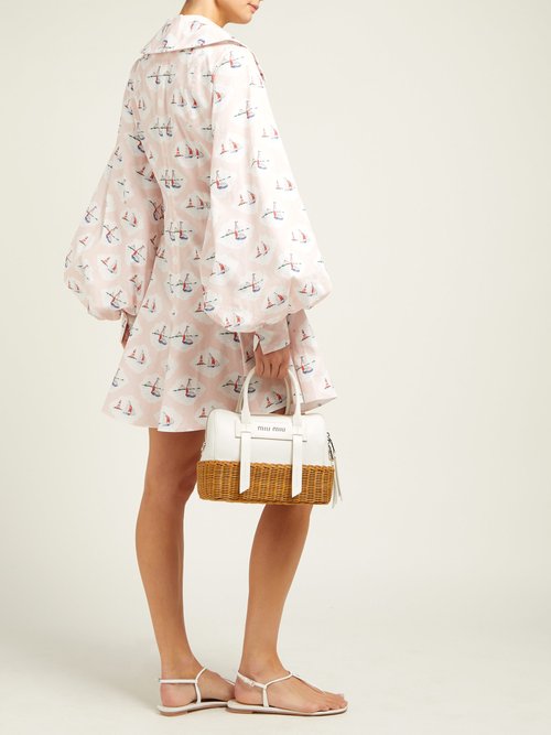Emilia Wickstead Marina Boat-print Cotton-poplin Mini Dress Pink Print - 70% Off Sale