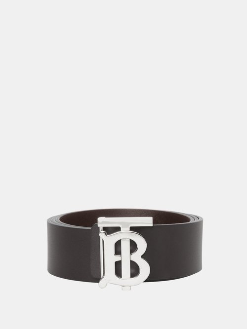 Tb-monogram Buckle Leather Belt