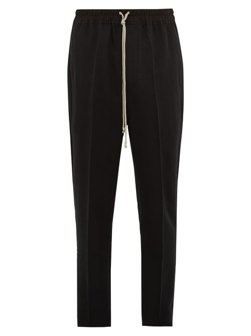 Rick Owens Astaires Drawstring Wool Trousers In Black | ModeSens