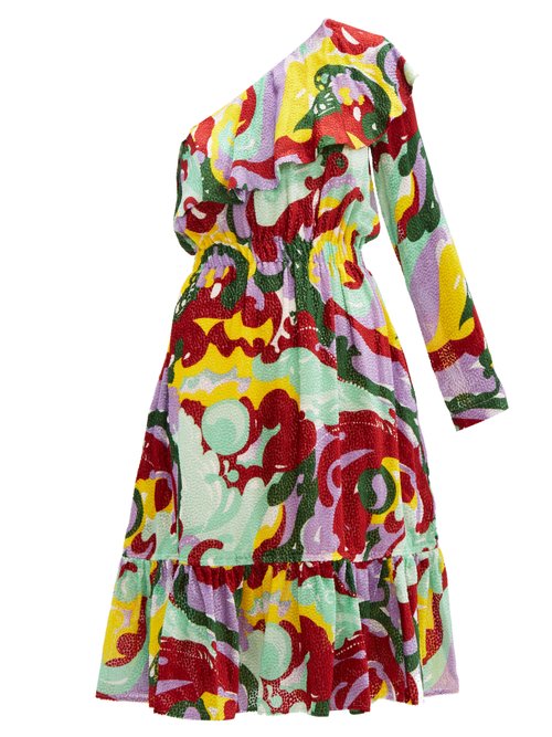 La Doublej Boogie Meraviglia-Print DevorÉ Dress In Multi | ModeSens