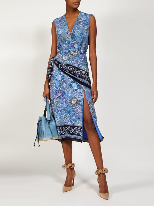 Altuzarra Sade Paisley-print Silk Wrap Dress Blue Print - 70% Off Sale