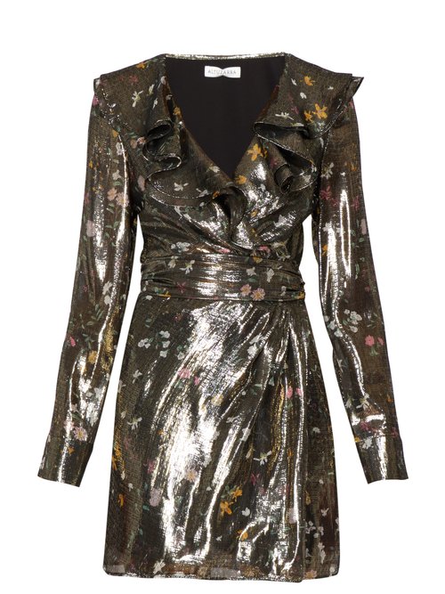 Altuzarra – Lennox Floral-print Silk-blend Lamé Mini Dress Gold Multi