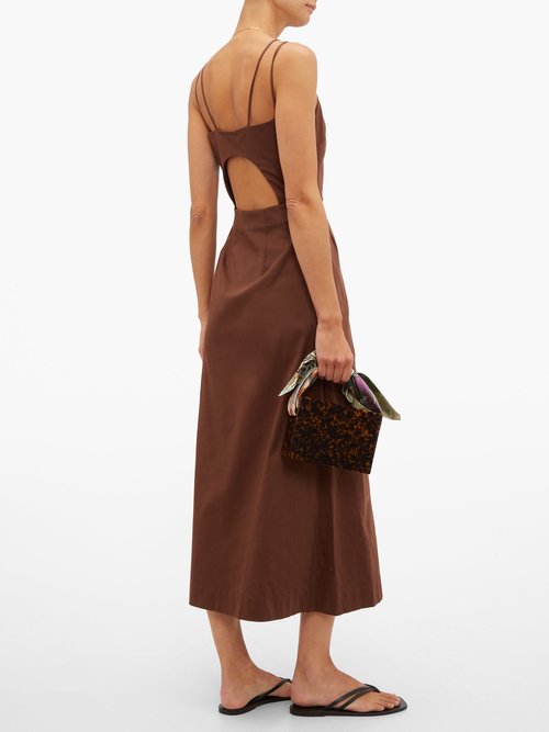 Cult Gaia Giana Cotton-blend Midi Dress Brown - 70% Off Sale