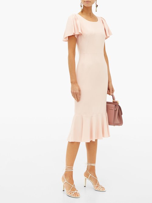 Dolce & Gabbana Fluted-hem Cady-crepe Midi Dress Pink - 70% Off Sale