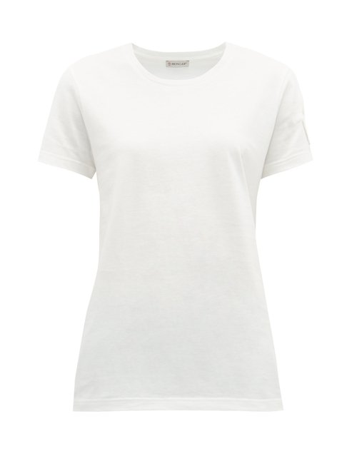 Moncler - Velvet-logo Appliqué Cotton-jersey T-shirt White