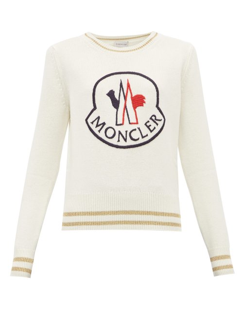 Moncler - Logo-embroidered Wool-blend Sweater White