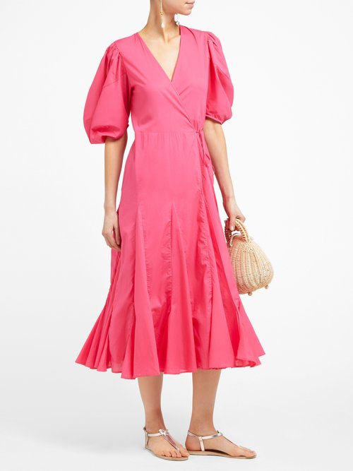 Rhode Fiona Cotton Wrap Dress Pink - 70% Off Sale