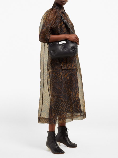 Ganni Tiger-print Organza Dress Brown - 70% Off Sale