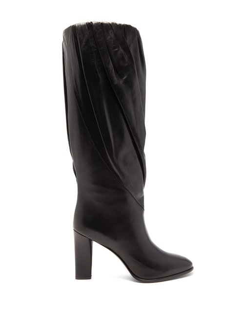 Givenchy – Gathered Knee-high Leather Boots Black