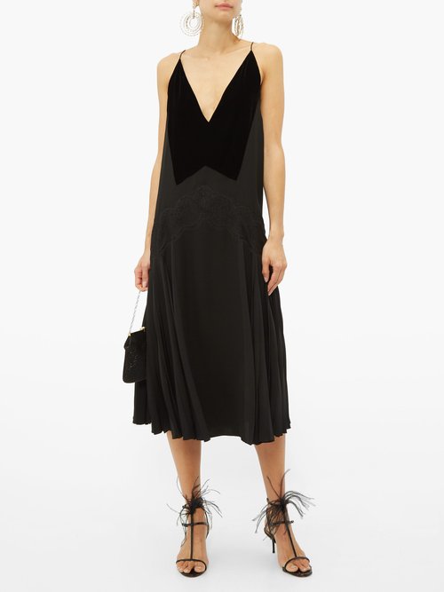 Givenchy Lace-trim Pleated Midi Dress Black - 70% Off Sale