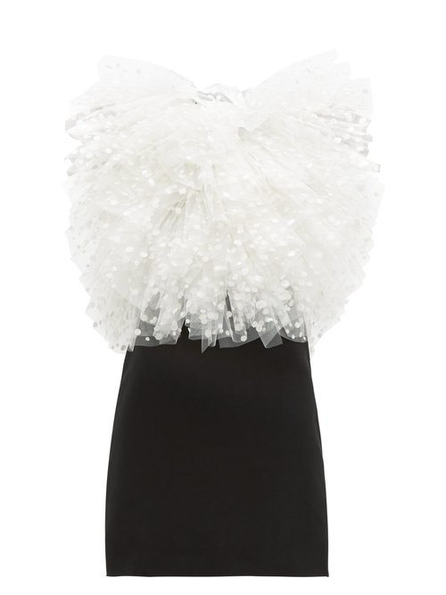 Givenchy - Polka-dot Tulle And Velvet Mini Dress White Black