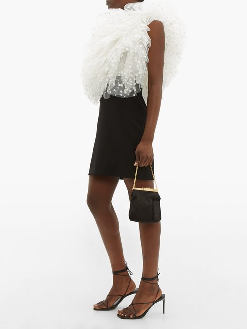 Givenchy Polka-dot Tulle And Velvet Mini Dress White Black - 70% Off Sale