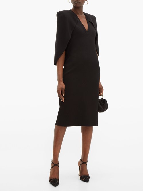Givenchy Cape-back Crepe Midi Dress Black